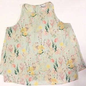 Tabitha Webb Mint Floral Split Back Layered Tank